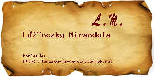 Lánczky Mirandola névjegykártya